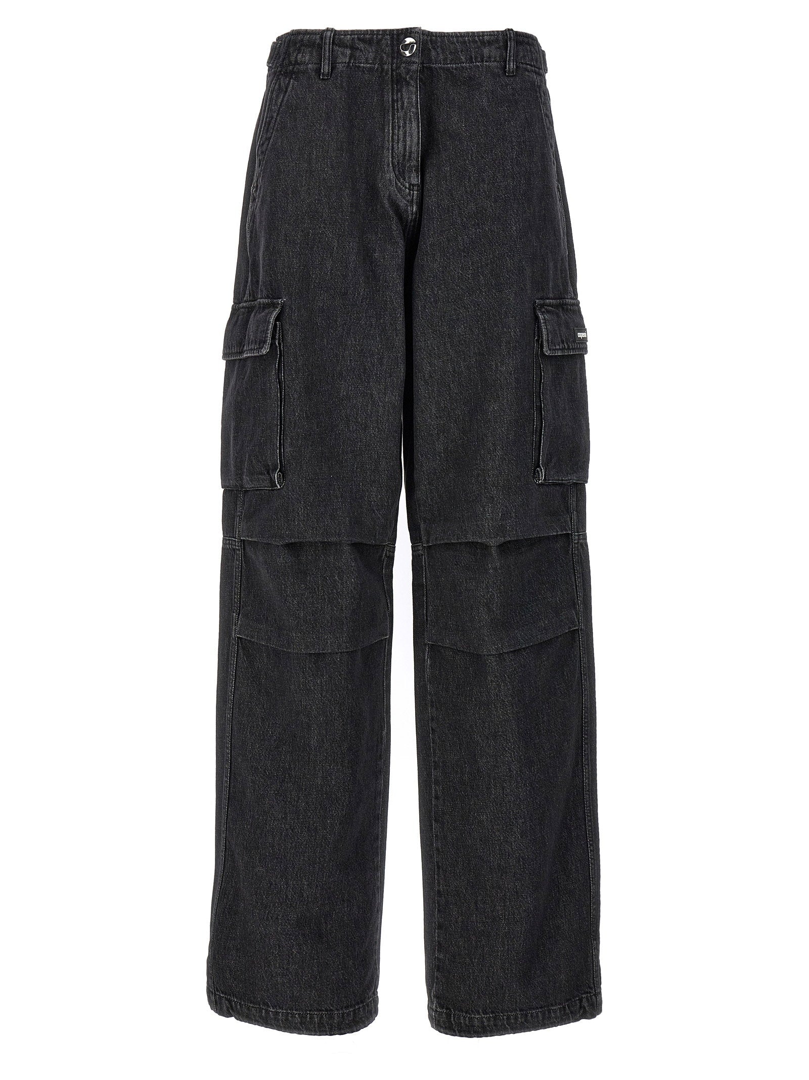 Coperni Wide-Leg Denim Cargo Pants — Charcoal