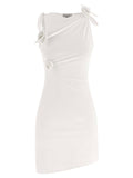Coperni Asymmetric Floral Dress — White