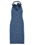 Coperni Belt Halter Neck Dress — Blue