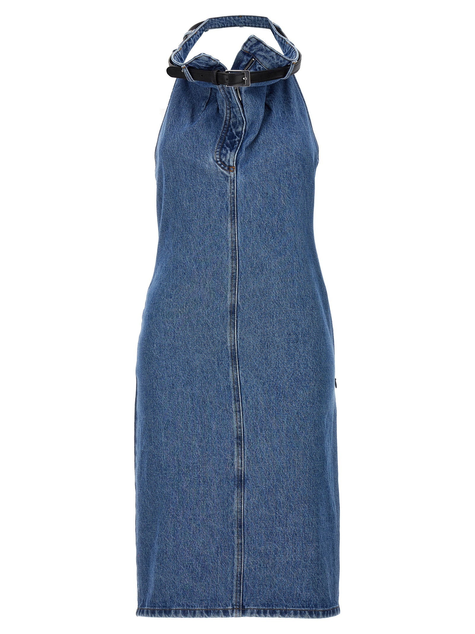 Coperni Belt Halter Neck Dress — Blue