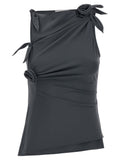 Coperni Asymmetric Ruched Tank Top — Black