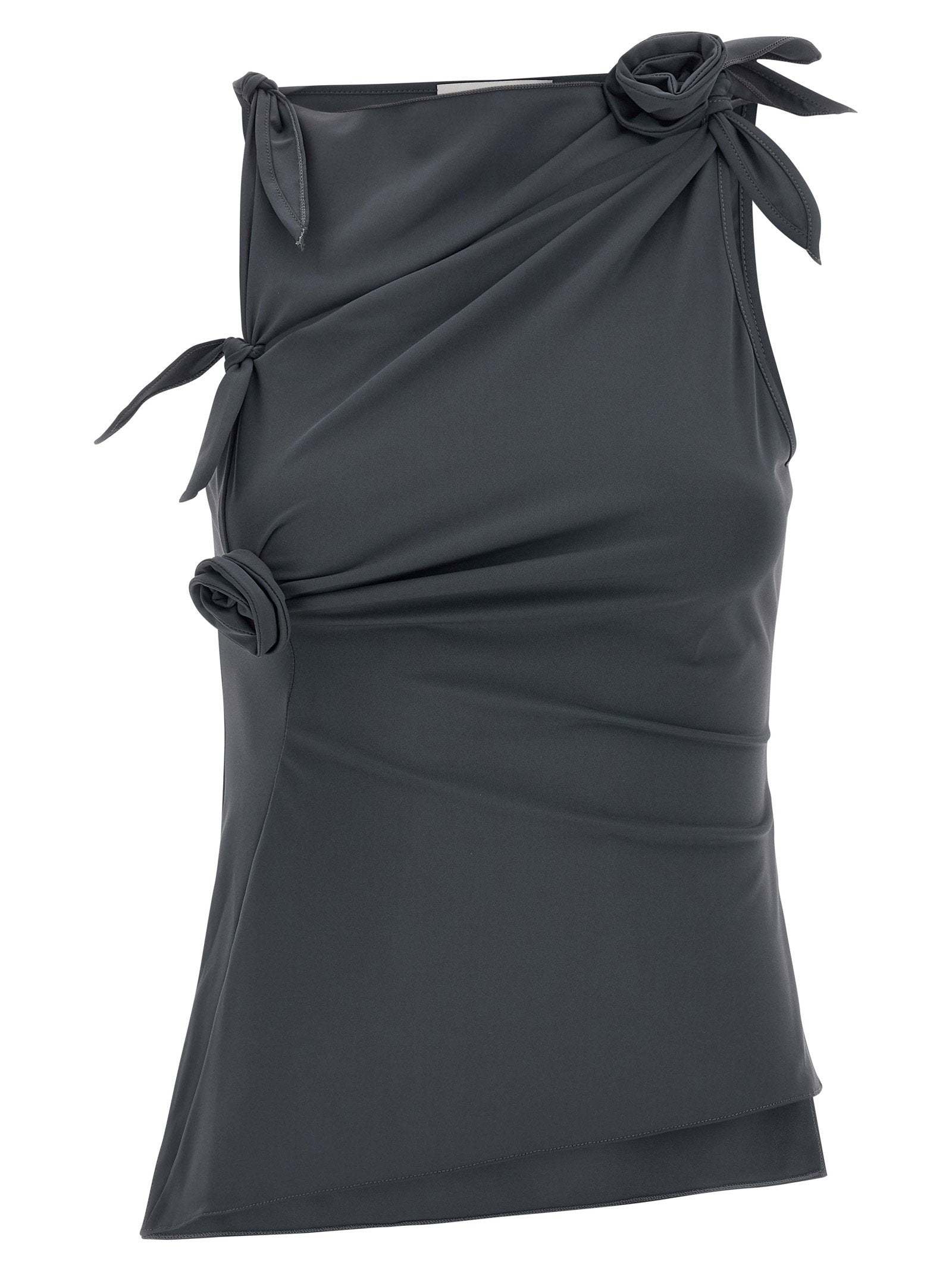 Coperni Asymmetric Ruched Tank Top — Black