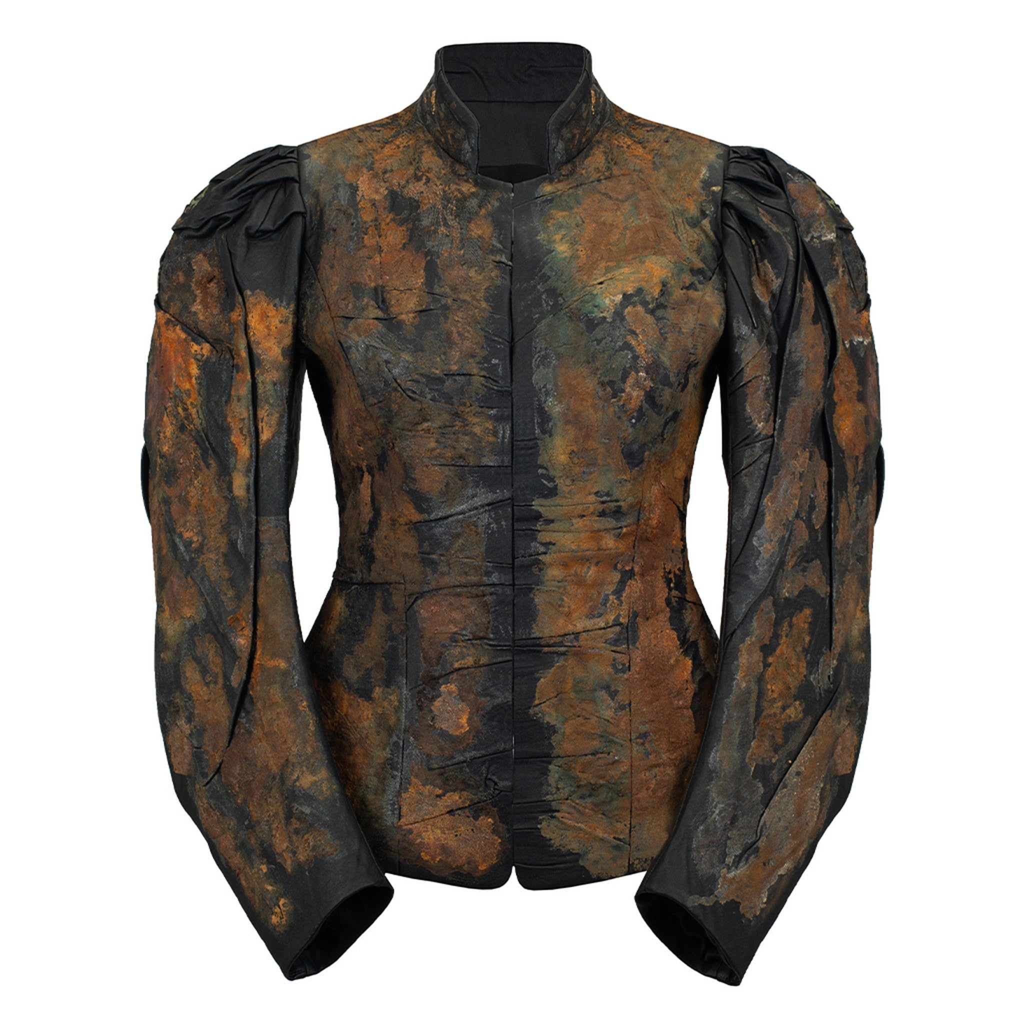 Couture Rusty Wrinkled Faux Leather Blazer