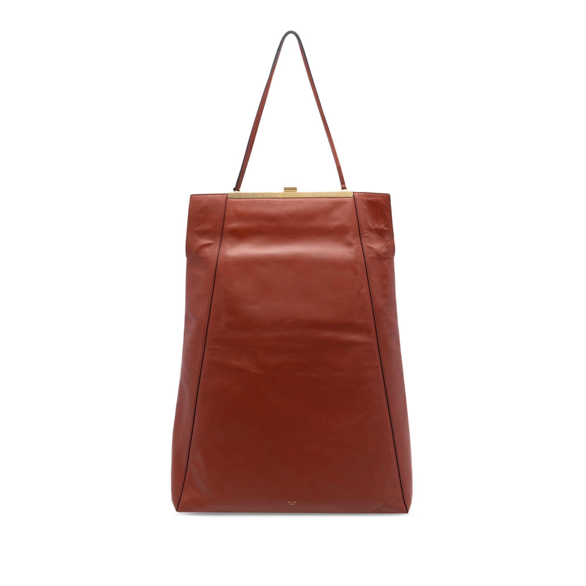 Leather Tall Clasp Cabas Tote