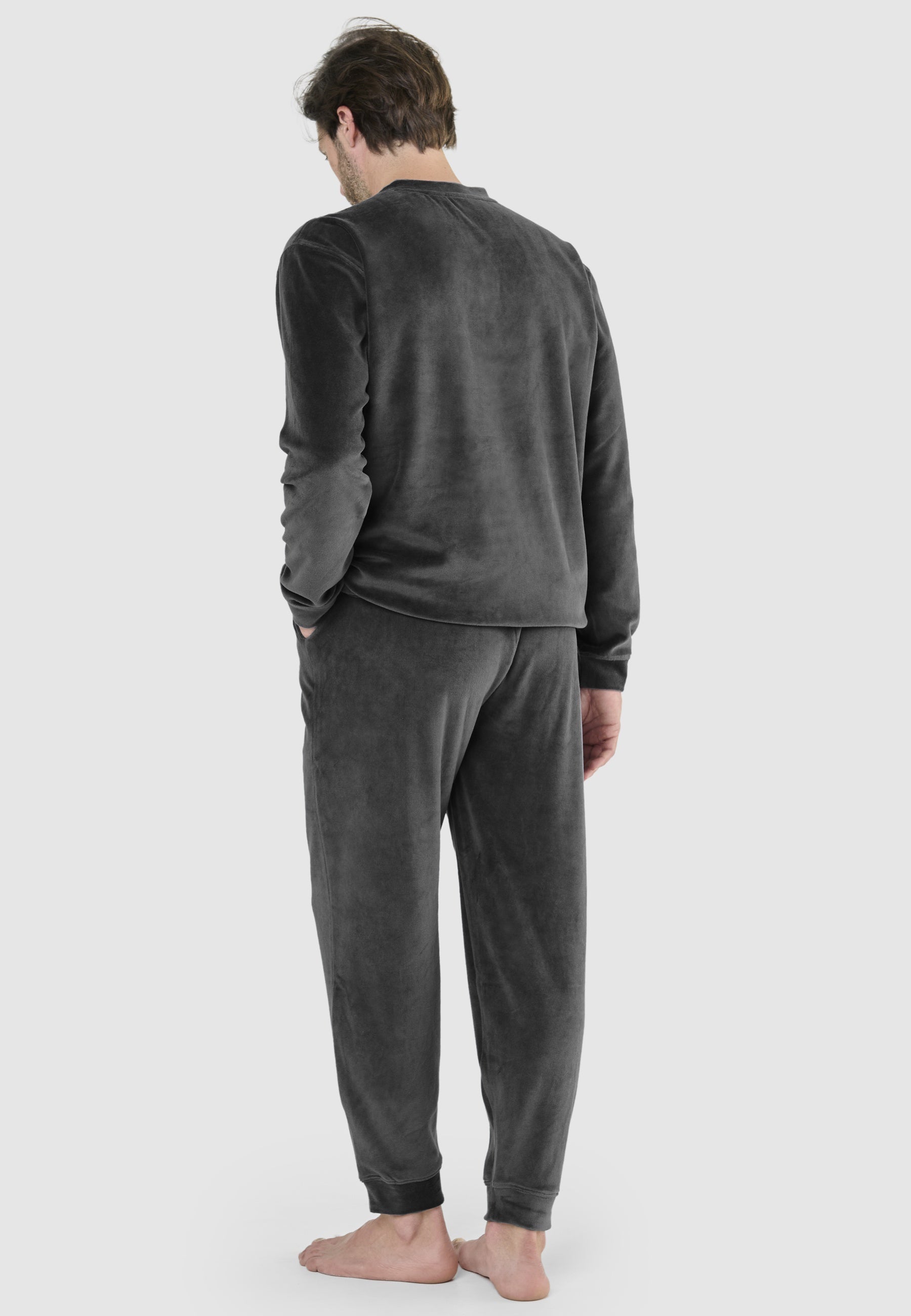 Pijama Hombre Invierno Terciopelo Rayas - Gris 5740_22