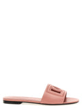 Dolce & Gabbana Logo-Embellished Leather Slides — Pink
