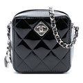 CC Quilted Patent Diamond Resin Clutch With Chain