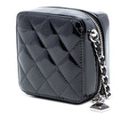 CC Quilted Patent Diamond Resin Clutch With Chain