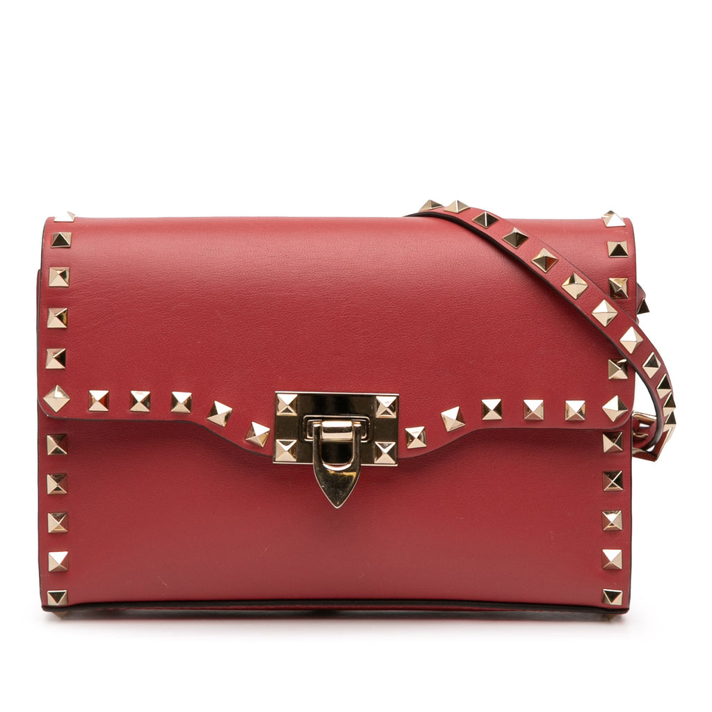 Small Leather Rockstud Flap Crossbody