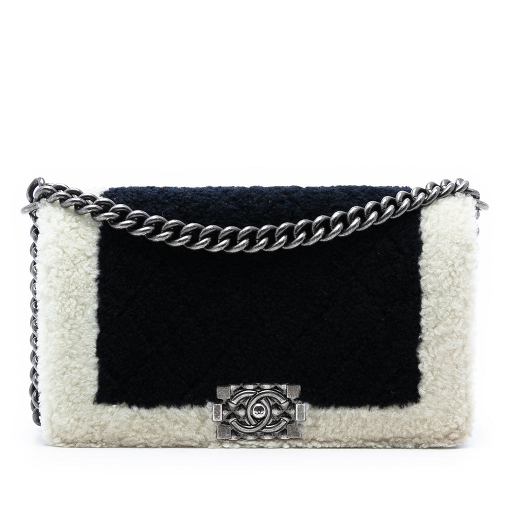 Medium Bicolor Shearling Boy Flap