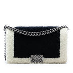 Medium Bicolor Shearling Boy Flap