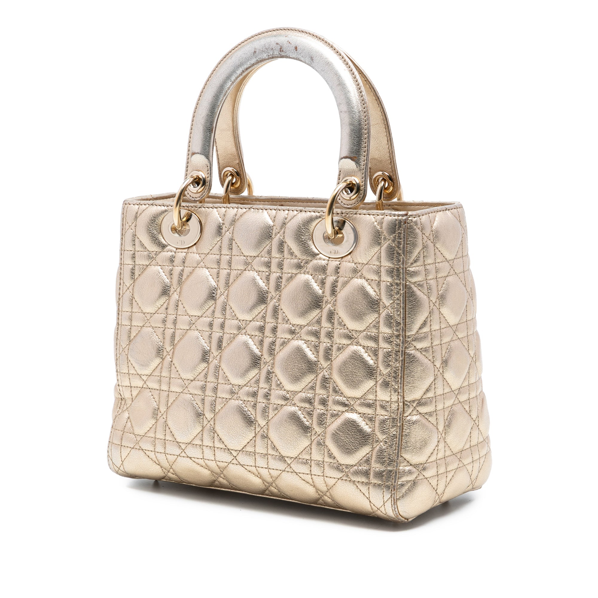 Medium Metallic Lambskin Cannage Lady Dior