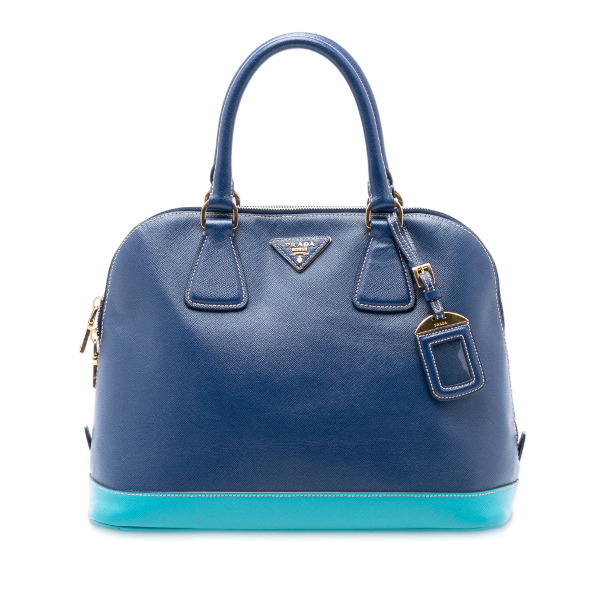 Bicolor Saffiano Lux Promenade Dome Handbag