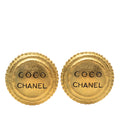 Gold Plated Logo Button Clip On Earrings