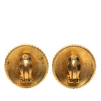 Gold Plated Logo Button Clip On Earrings
