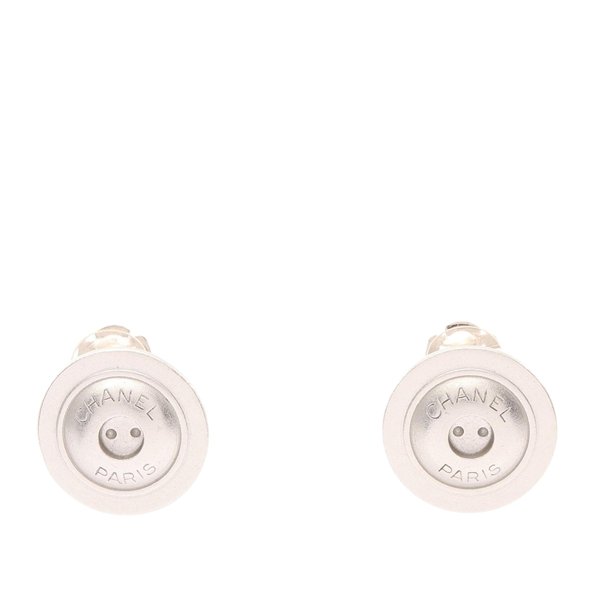Stainless Steel Logo Button Clip On Earrings