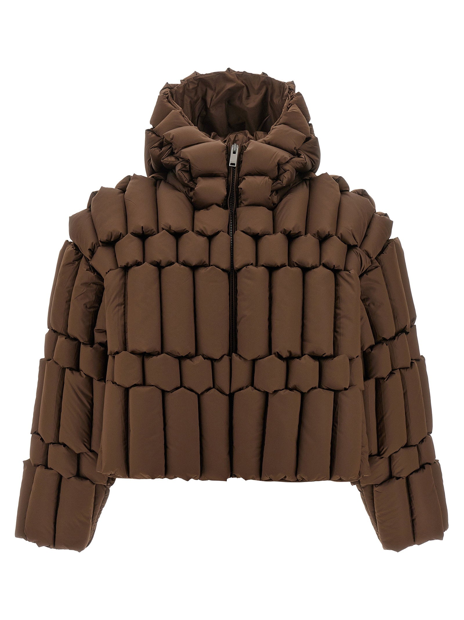 Raxxy 3D-Quilted Nylon Down Jacket — Brown