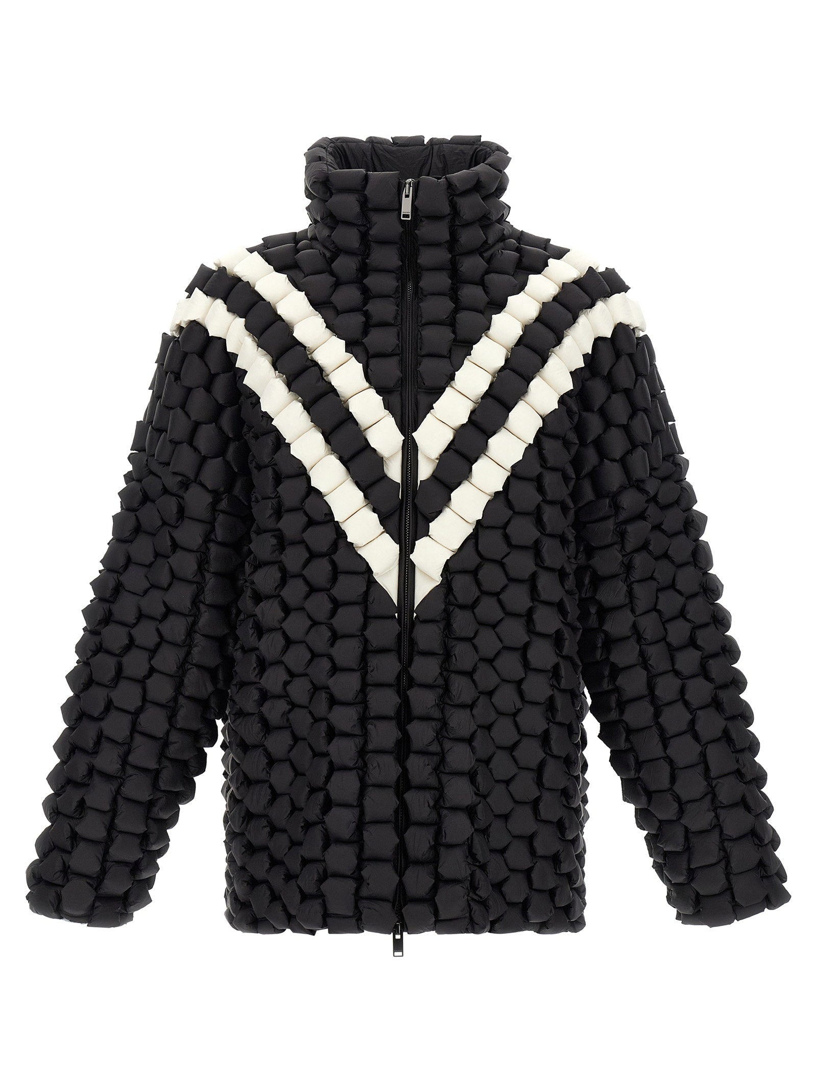 Raxxy 3D Quilted Two-Tone Down Jacket — Black