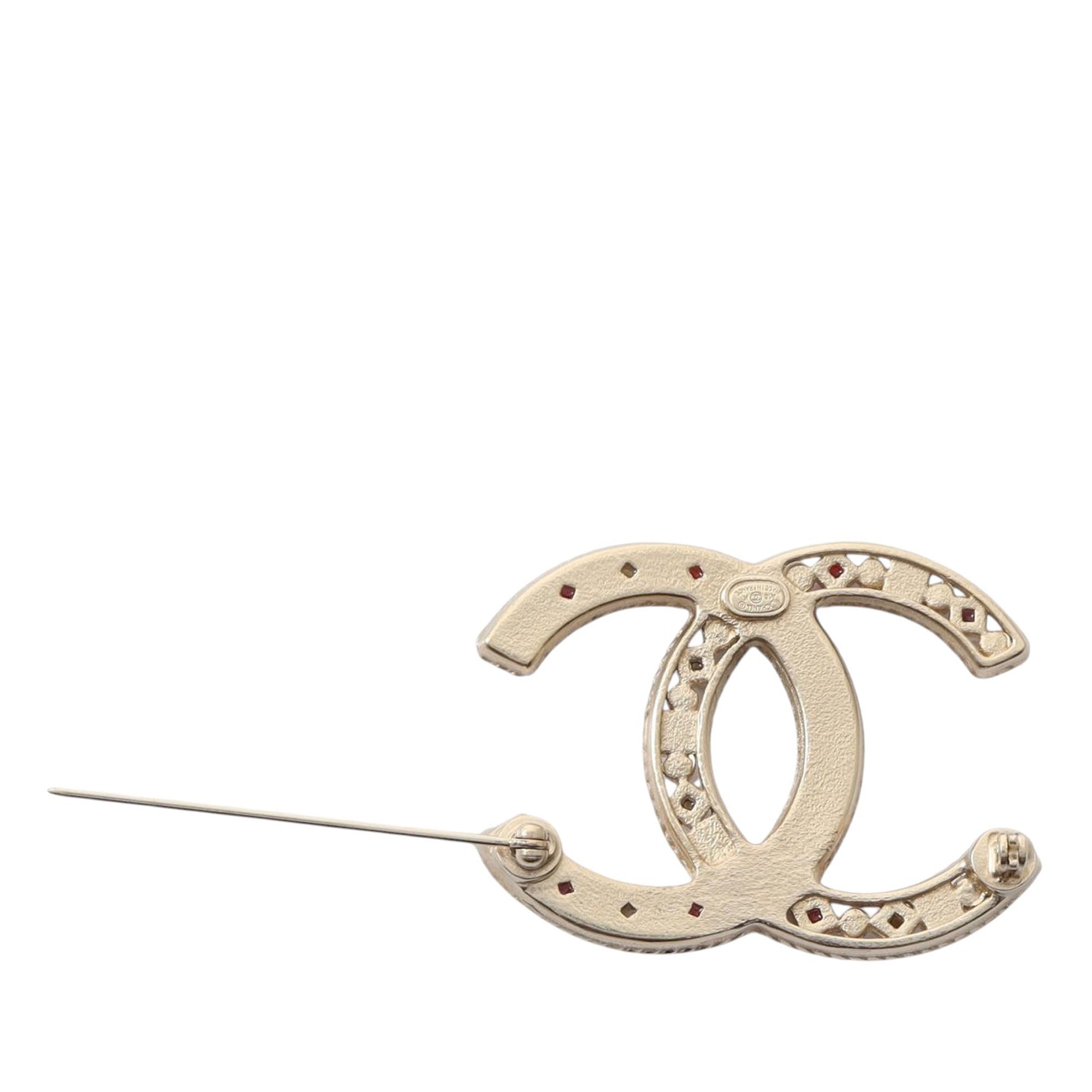 CC Brass Gripoix and Pearl Brooch