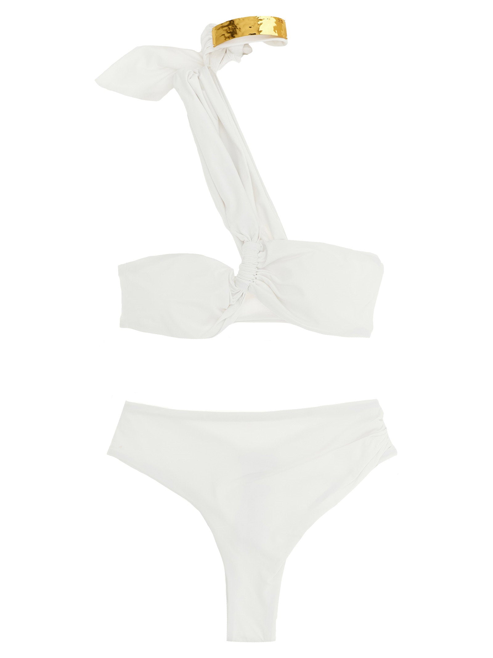 Elisabetta Franchi One-Shoulder with Jewel Detail Bikini — White