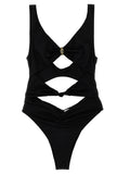 Elisabetta Franchi Cutout Lycra Swimsuit — Black