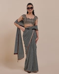 Striped Chevron Sari Set By KYNAH, Luxury Indian Fashion & Bridal Wear