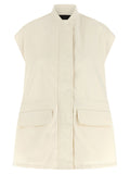 Fabiana Filippi Cotton Gabardine with Crochet Insert Vest — Cream