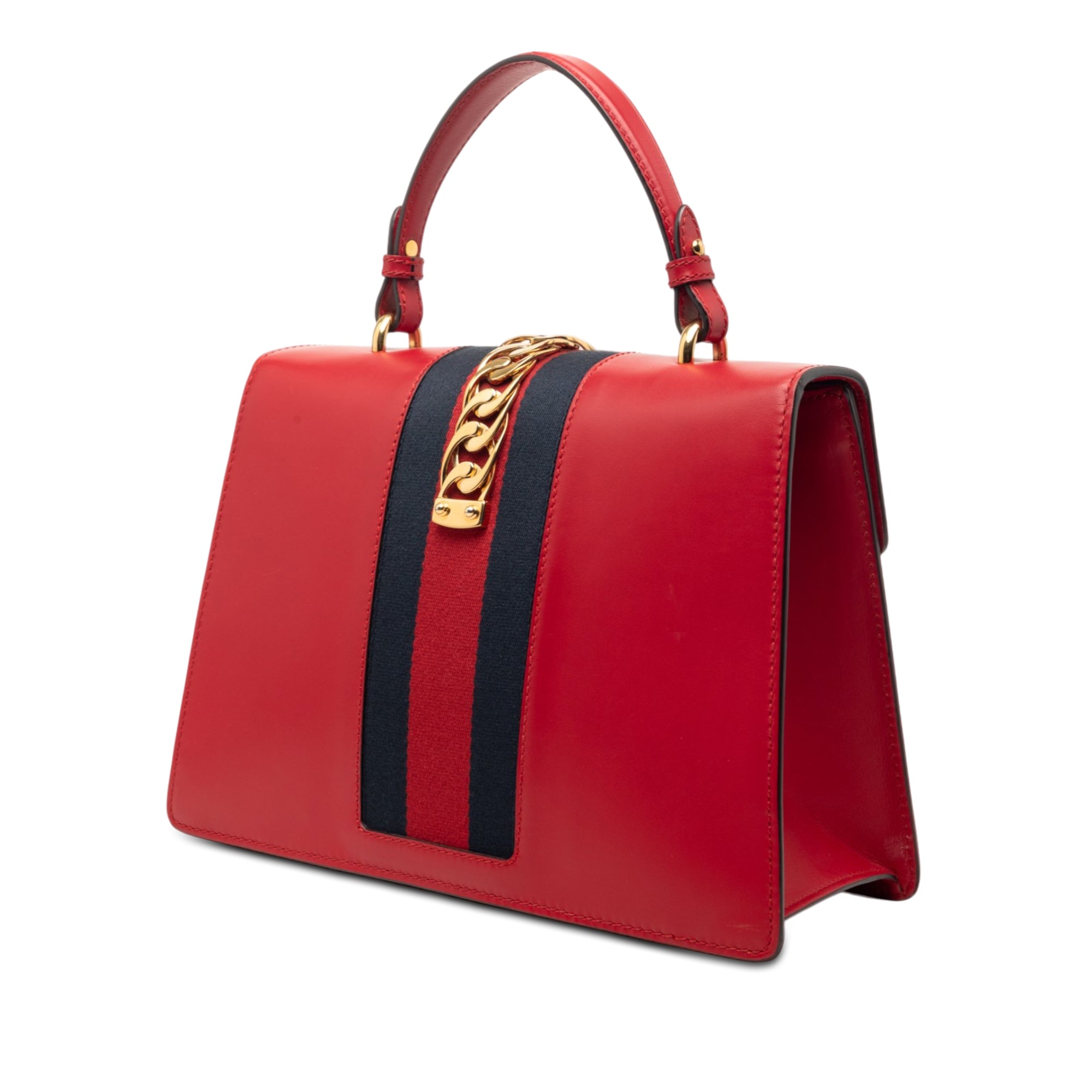 Medium Leather Web Sylvie Top Handle Bag