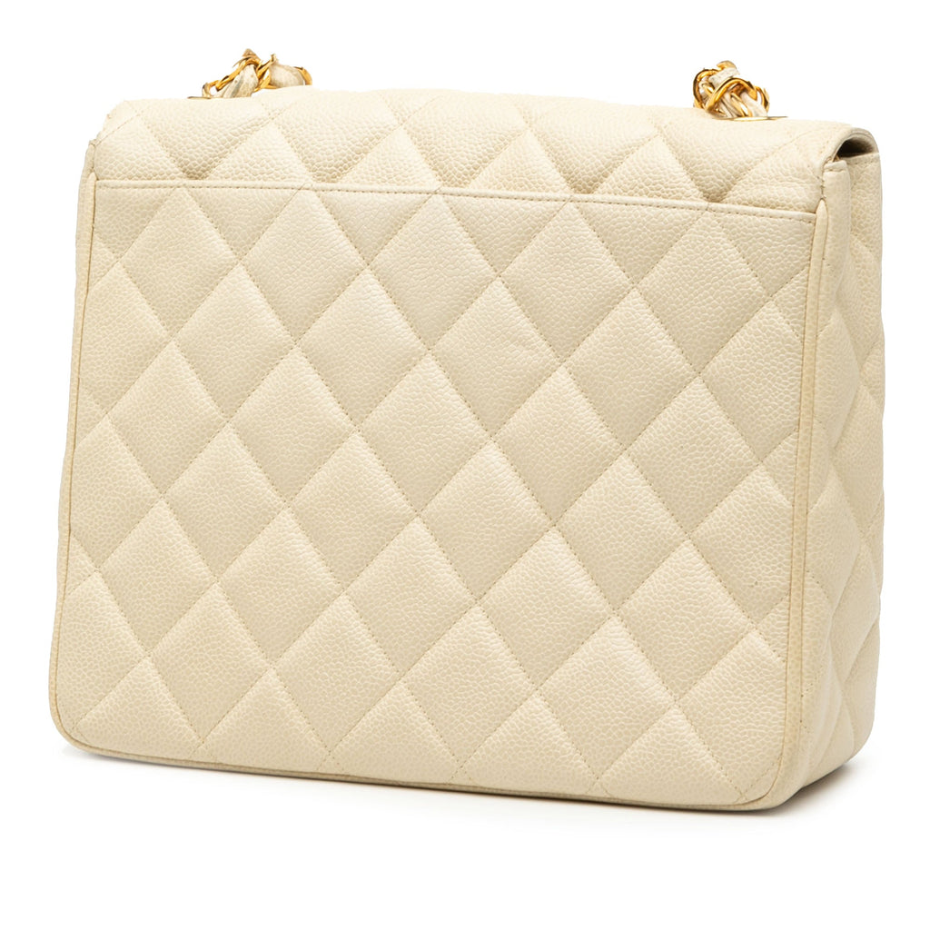 XL CC Quilted Caviar Square Single Flap