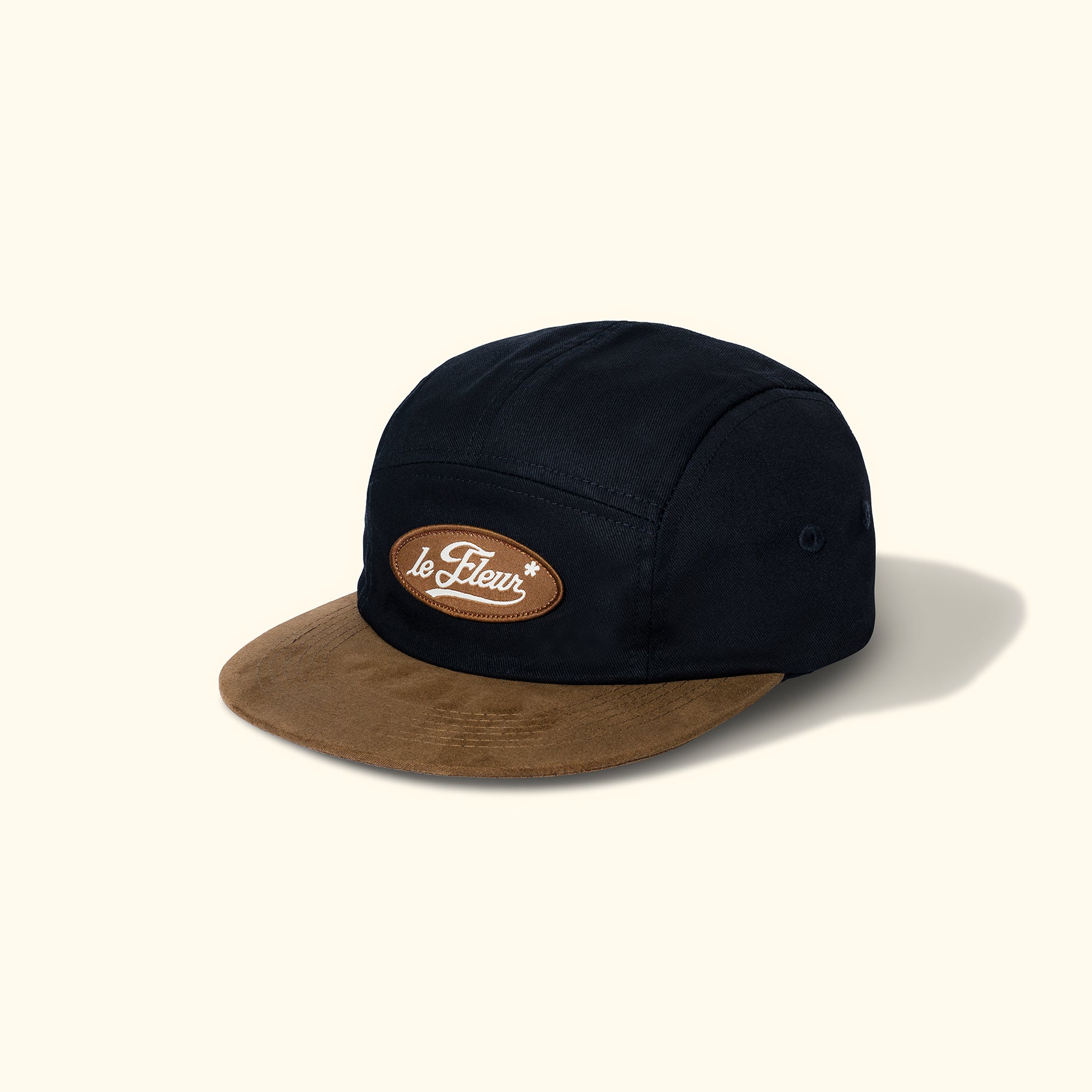 Cursive Patch Camp Hat Black