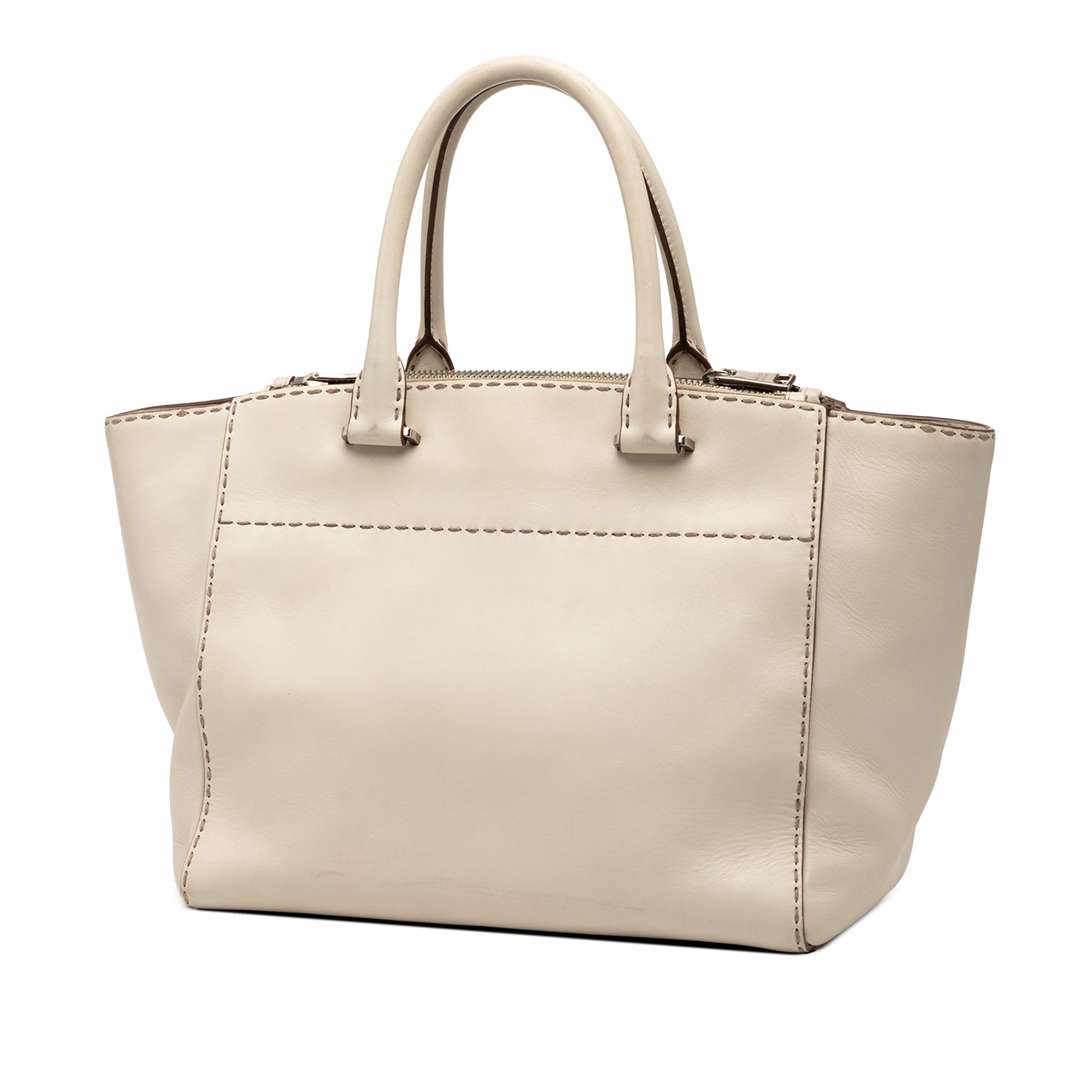 City Calf Stitched Twin Pocket Satchel