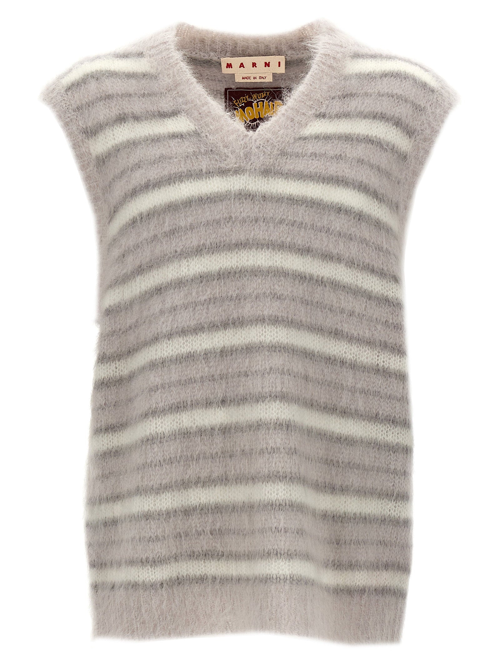 Marni Striped Mohair Blend Vest — Taupe