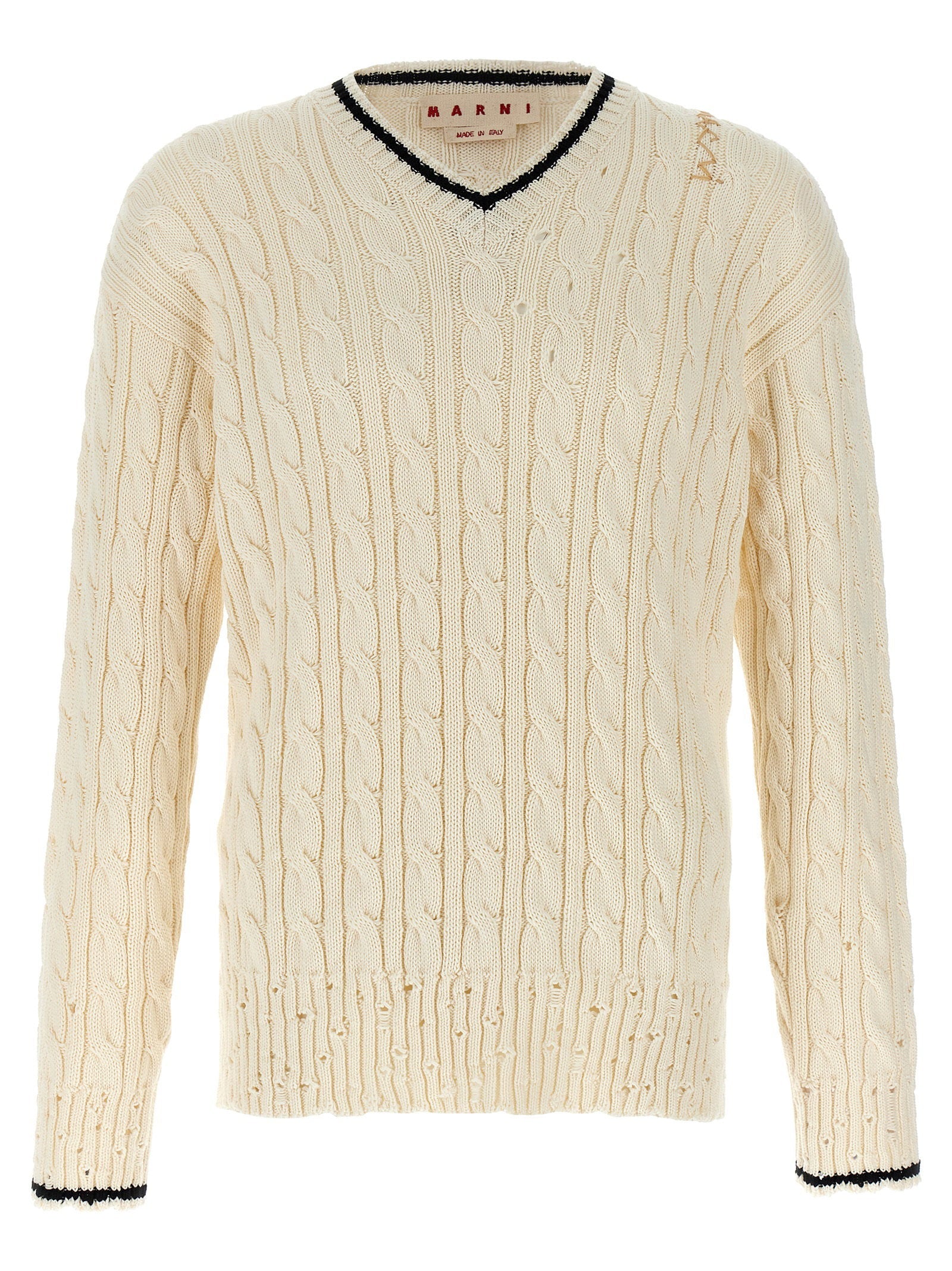 Marni Cable-Knit Cotton Sweater — Cream