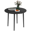 Round Folding Drop Leaf Table with Wood Legs for Small Spaces Distressed, Black