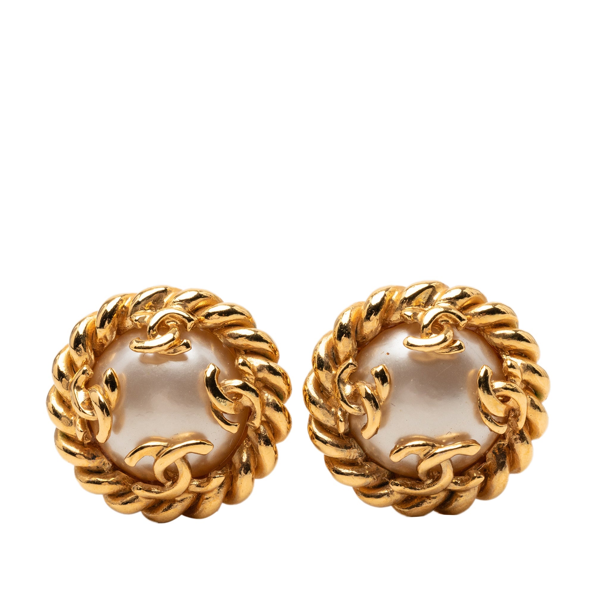 CC Gold Plated Faux Pearl Clip On Earrings