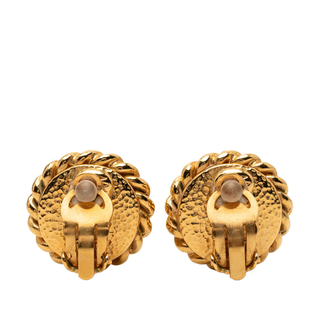CC Gold Plated Faux Pearl Clip On Earrings
