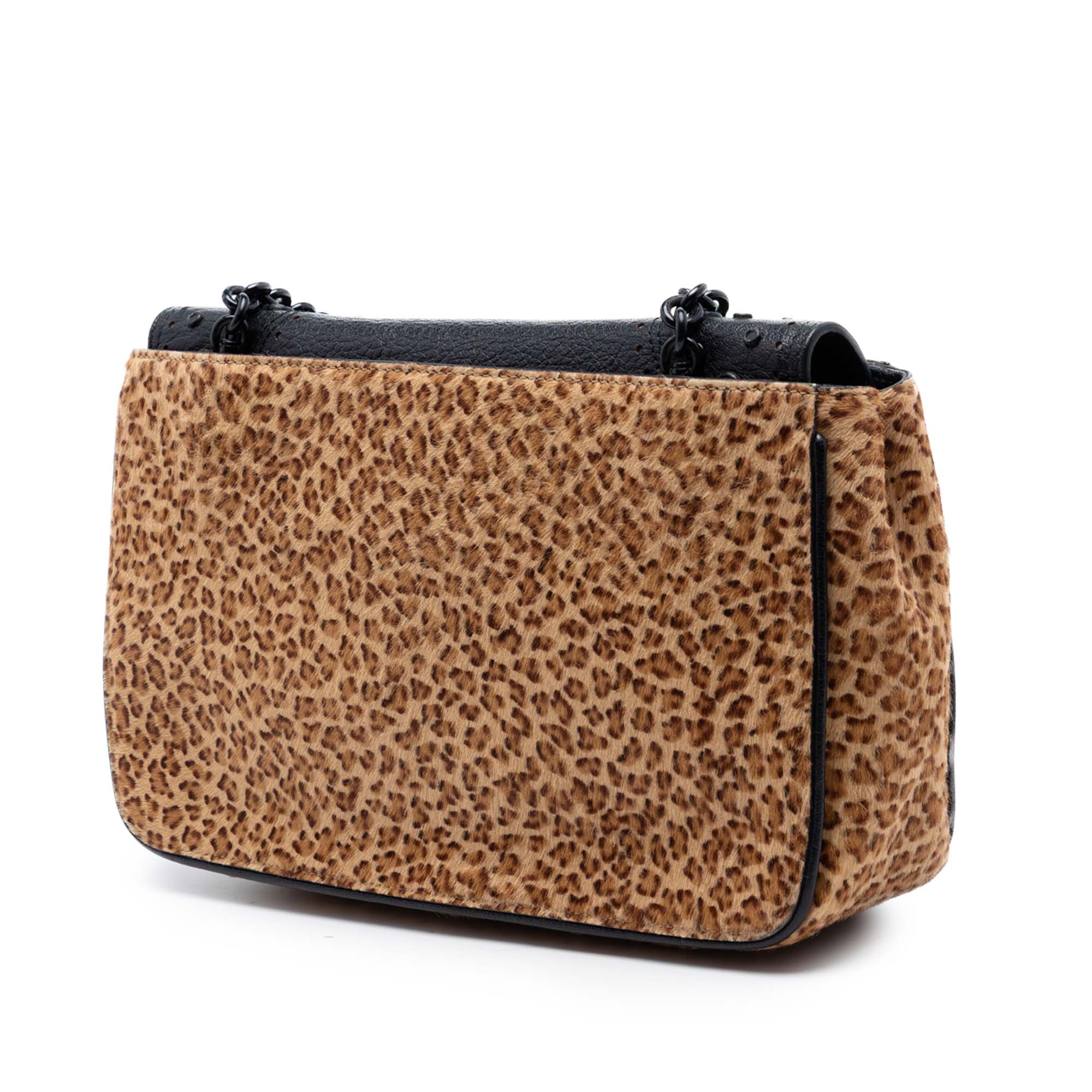 Pony Hair Leopard Print Shoulder Bag