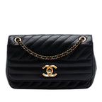 Small CC Diagonal Quilted Goatskin Flap