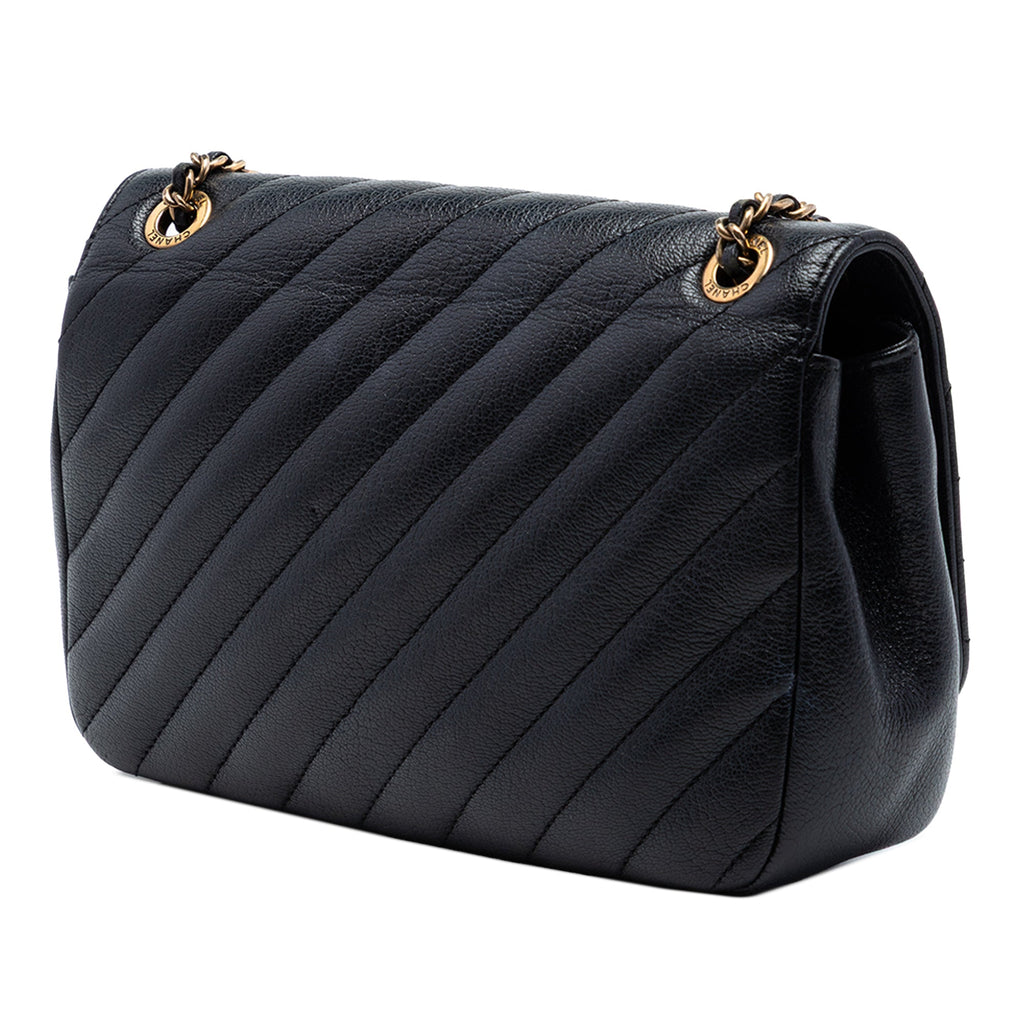 Small CC Diagonal Quilted Goatskin Flap