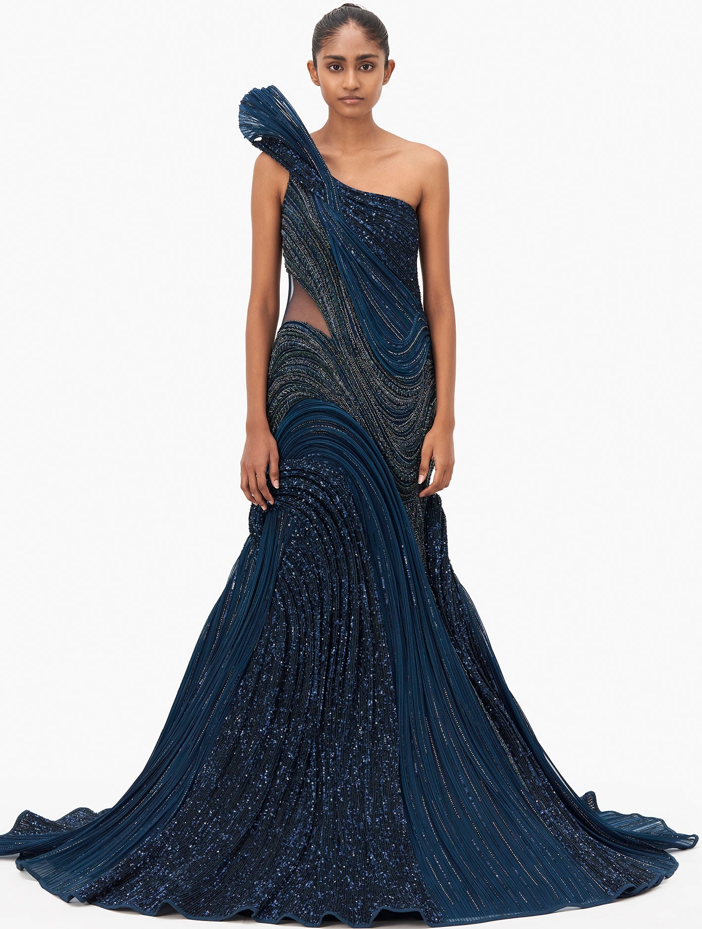 The Amethyst Sculpted Flame Gown By KYNAH, Luxury Indian Fashion & Bridal Wear