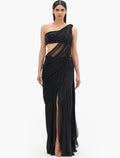 The Black Nova Drape Sari Gown By KYNAH, Luxury Indian Fashion & Bridal Wear