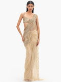 The Glided Gold Cosmic Glint Sari Gown By KYNAH, Luxury Indian Fashion & Bridal Wear