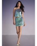 Iridescent Paillette One-Shoulder Top & Mini Skirt Set By KYNAH, Luxury Indian Fashion & Bridal Wear