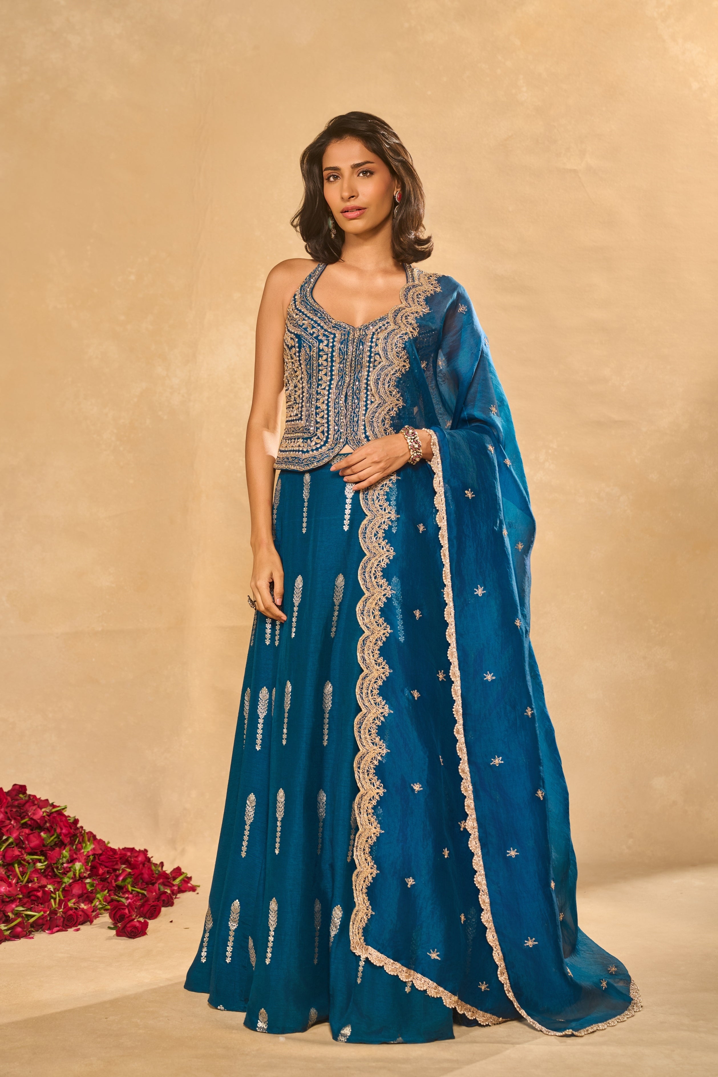Blue Amal Lehenga Set By KYNAH, Luxury Indian Fashion & Bridal Wear