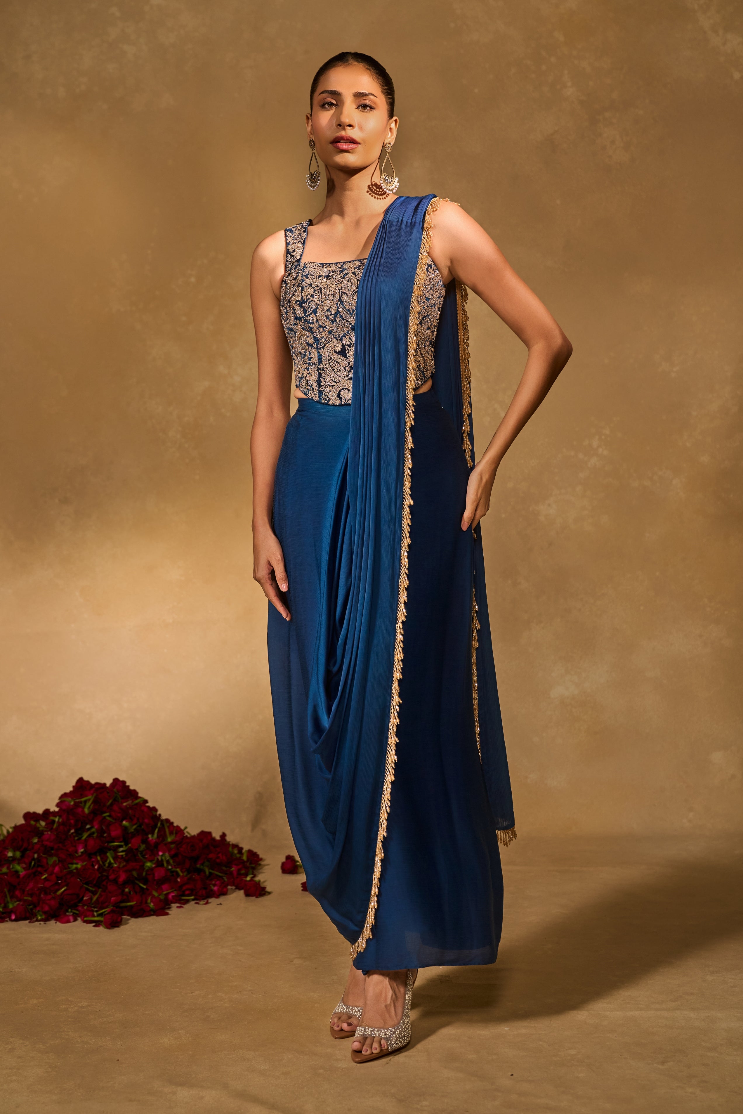 Lekha Slit Sari Set By KYNAH, Luxury Indian Fashion & Bridal Wear