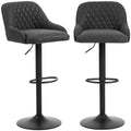 Adjustable Swivel Bar Stools Set of 2 with Wide Padded PU Leather Seat & Footrest for Kitchen Island, Black