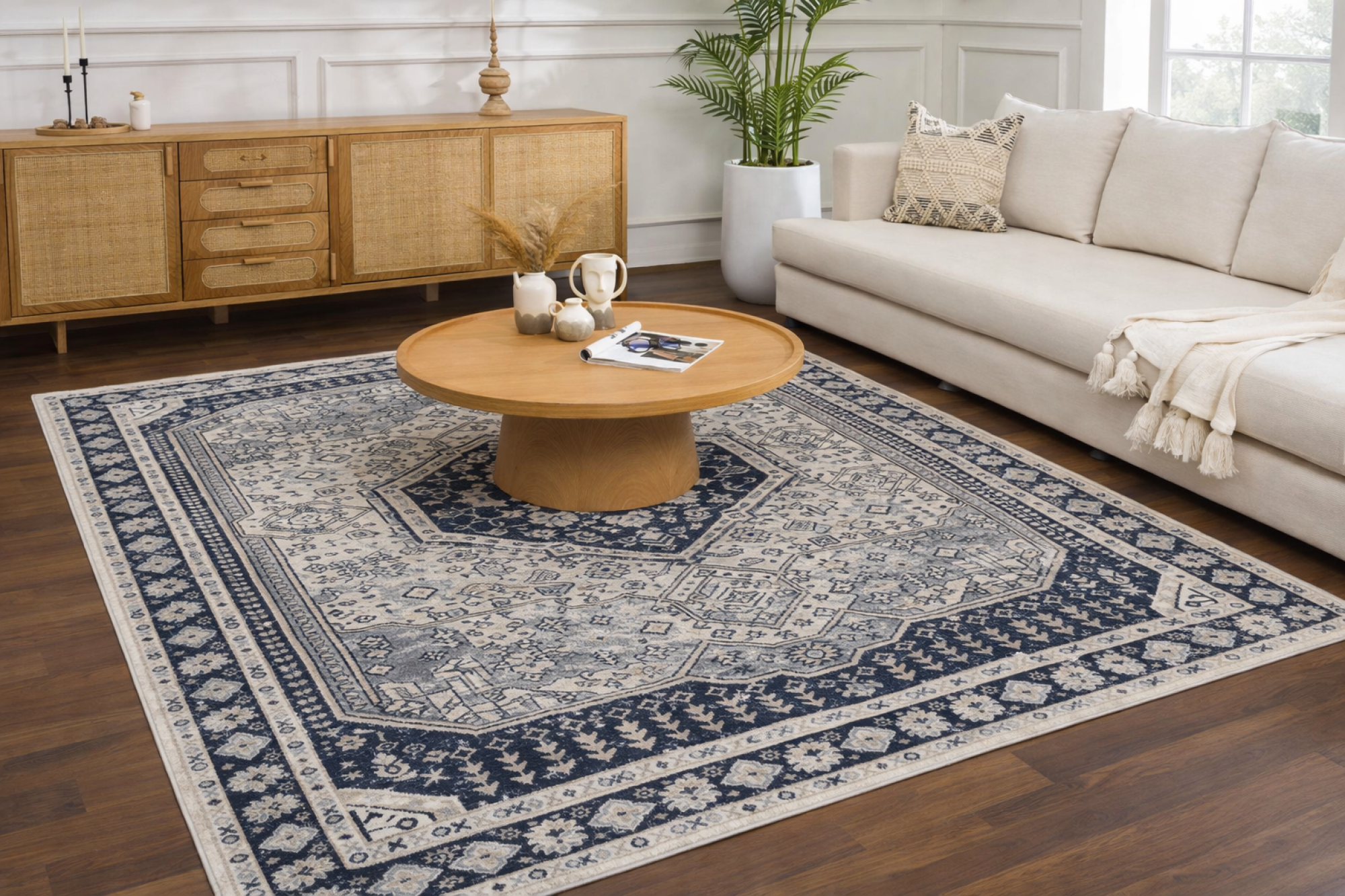 Cabacungan Cream & Gray Washable Area Rug