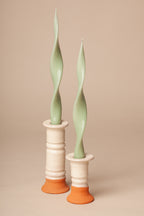 Candelabros barro blanco