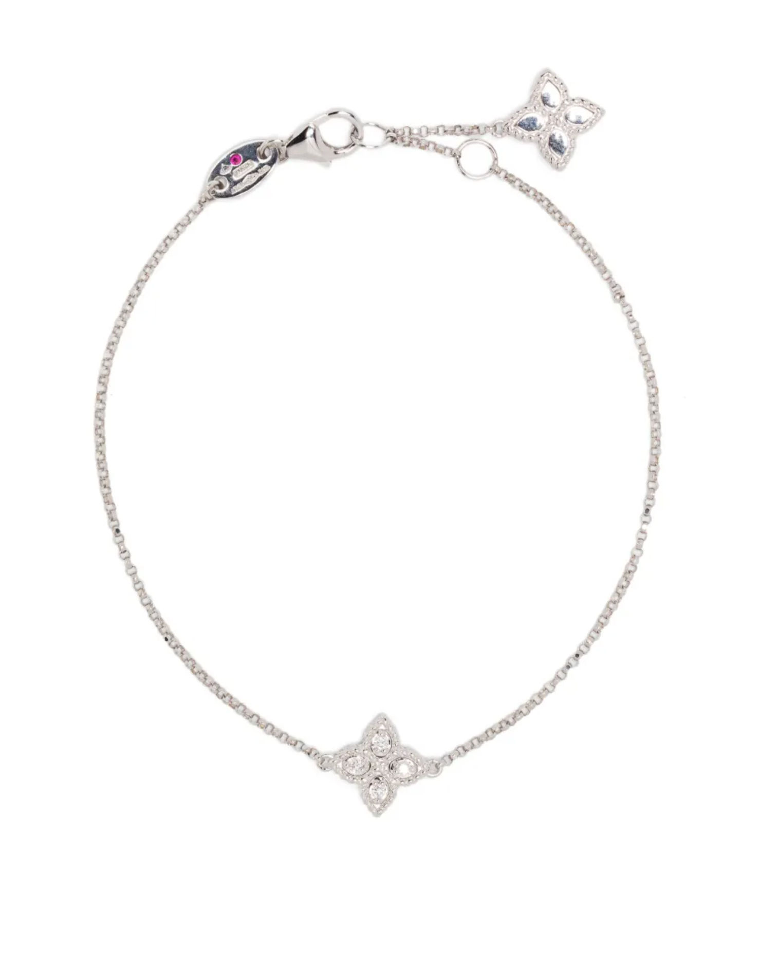 Roberto Coin Diamond Flower Charm Bracelet — White