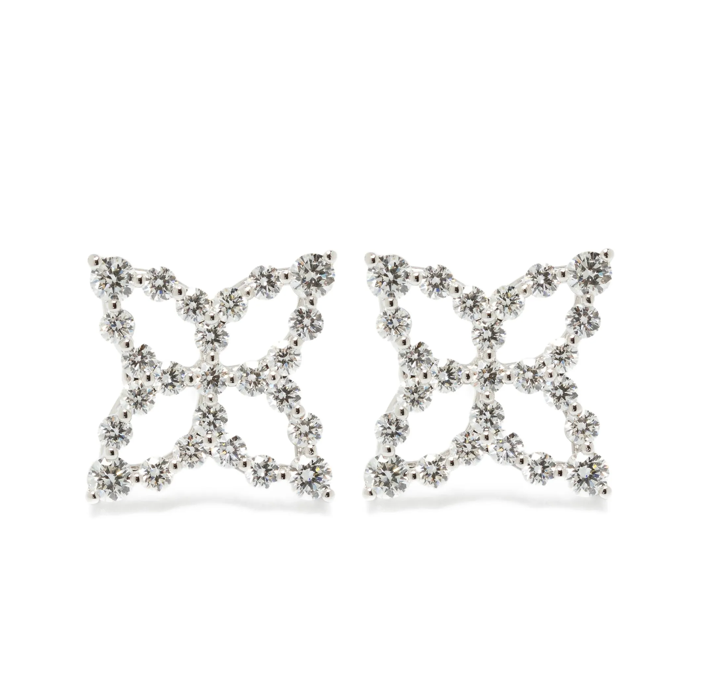 Roberto Coin Diamond Flower Earrings — White